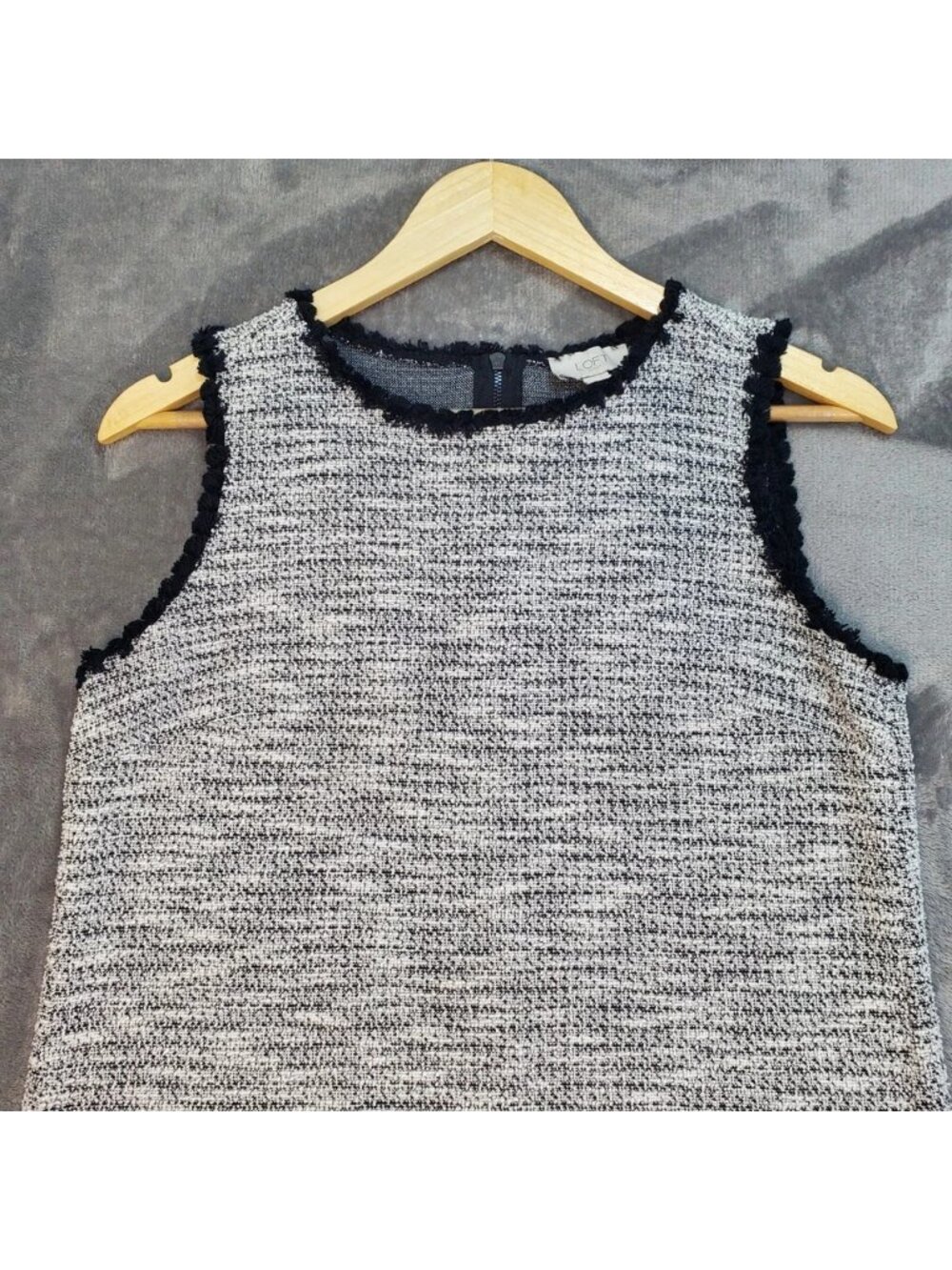 Loft Womens Tweed Shift Dress Size M Black White Sleeveless Preppy Retro Party - Picture 5 of 13